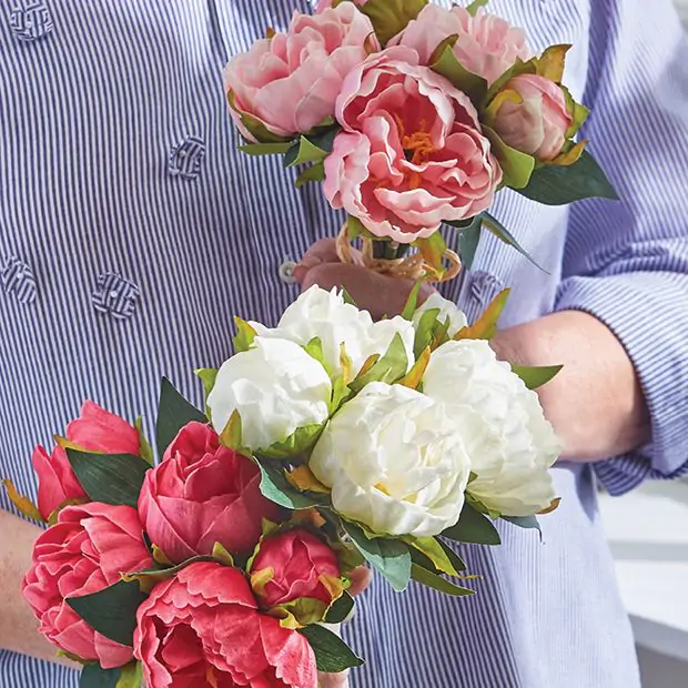 ピオニー セット Vibrant Peony 5 Stem Bouquet Set of 3 | Antique Farmhouse