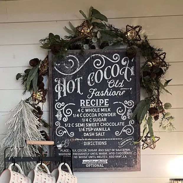 Vintage Hot Cocoa Recipe Sign | Antique Farmhouse