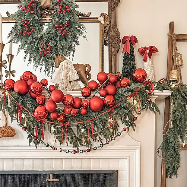 Vintage Inspired Classic Christmas Bead Garland | Antique Farmhouse
