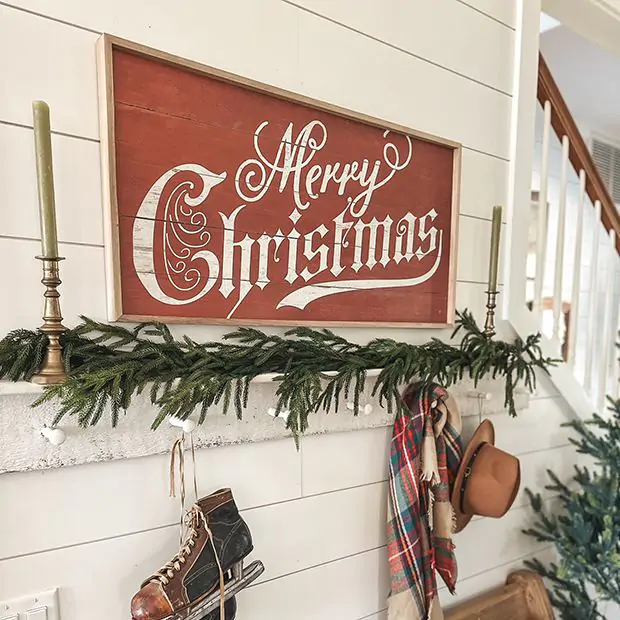 Vintage Merry Christmas Red Wall Art | Antique Farmhouse