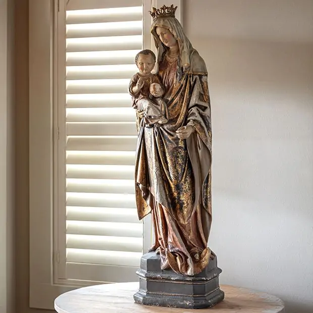 Vintage Reproduction Virgin Mary and Child Statue | Antique Farmhouse