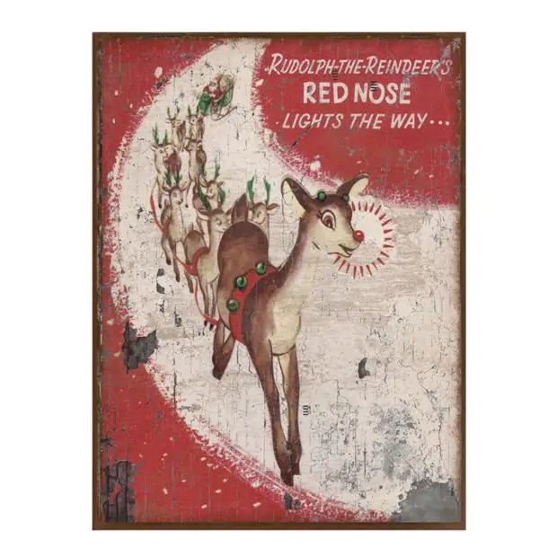 Vintage Rudolph Wall Decor | Antique Farmhouse