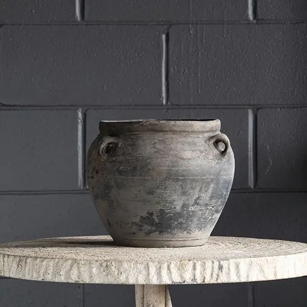 Vintage Terracotta Chinese Water Pot Vase | Antique Farmhouse