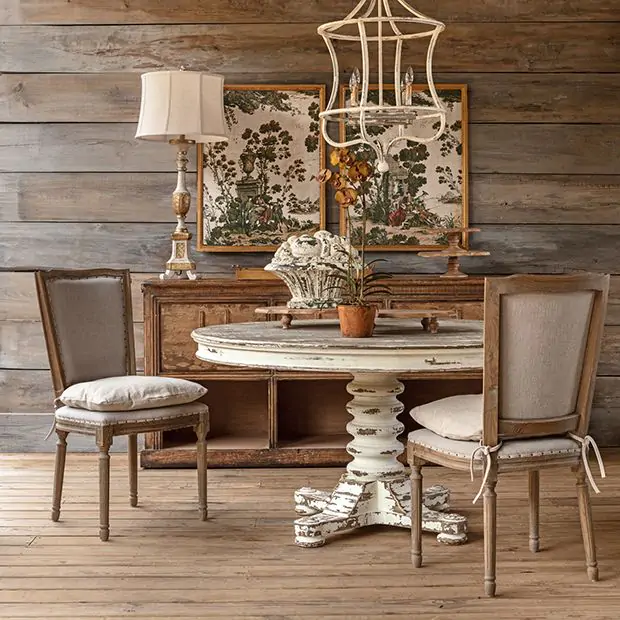 Warm Neutral Oak Wood Dining Chair With Cushion Antique Farmhouse