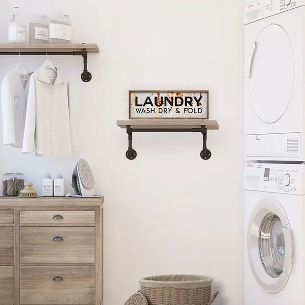 Wash Dry Fold Rusted Laundry Room Sign | Antique Farmhouse