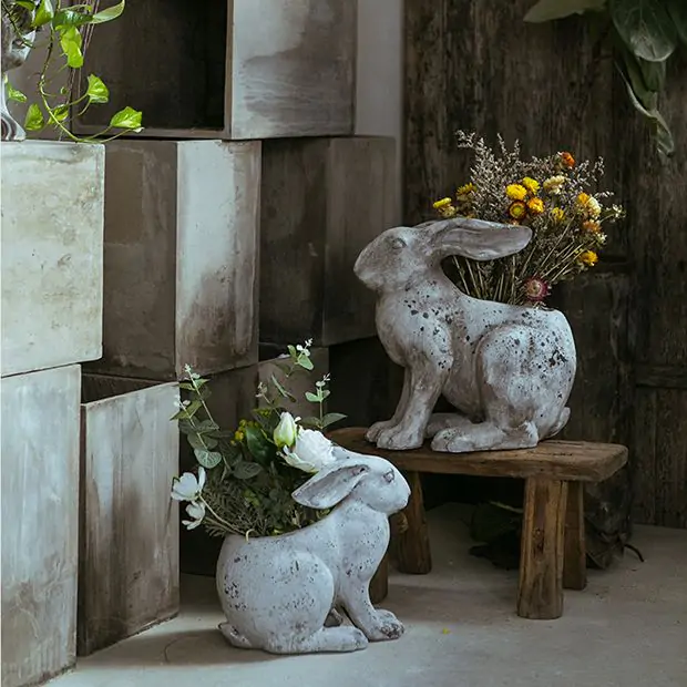 Weathered Bunny Planter | Antique Farmhouse