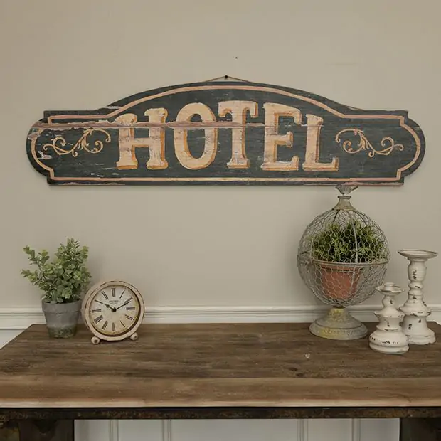 Weathered Wood Hotel Sign | Antique Farmhouse