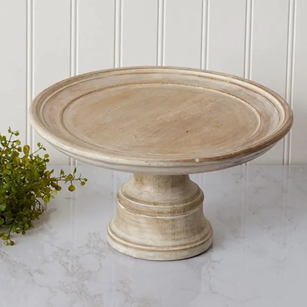 Wood pedestal cake stand top