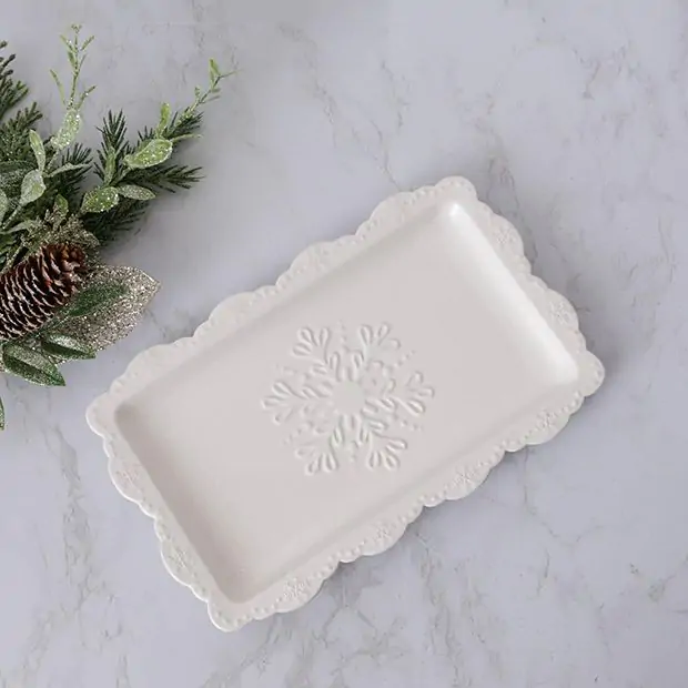 Lot De 6 Assiettes En Verre Texturé Vintage – Motif Flocon De Neige, Hiver, Noël