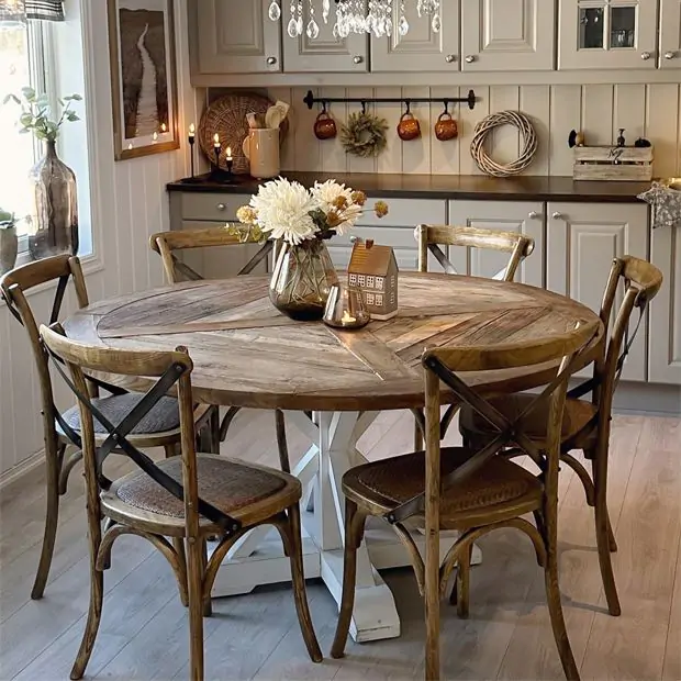 Wood Cross Back Dining Chair Antique Farmhouse