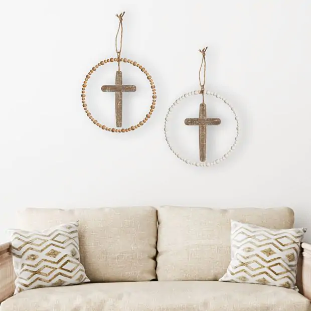 Wooden Cross Wall Decor Set of 2 | Antique Farmhouse