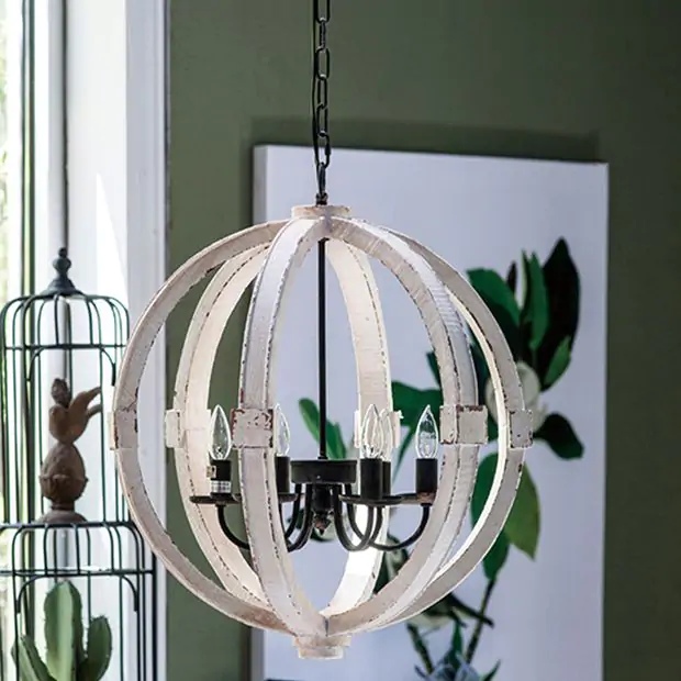 Wooden sphere chandelier 2025
