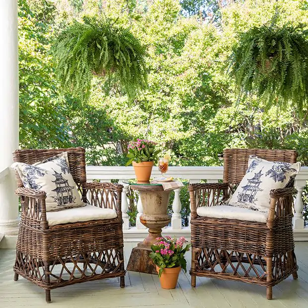 Outdoor Wicker Plantation Chair Cushions Woven Rattan Plantation