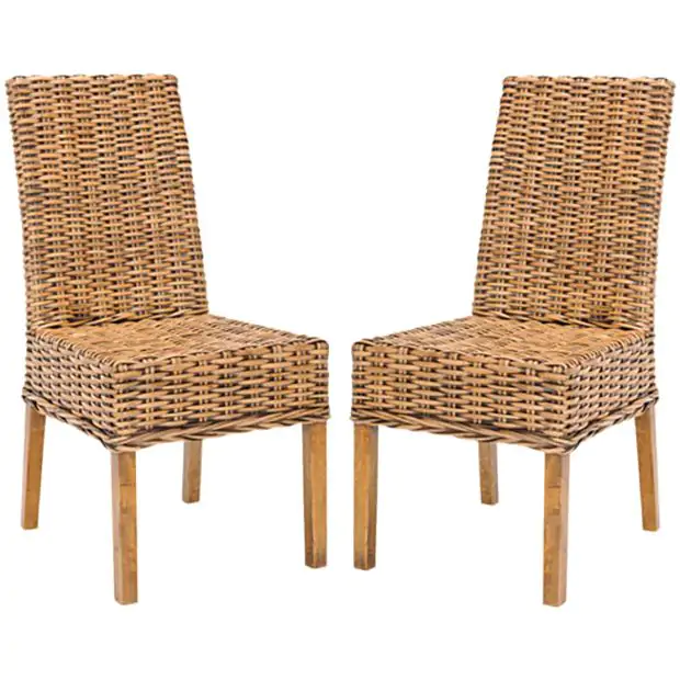 Woven Walnut Rattan Dining Chair Set of Antique Farmhouse