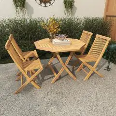 5 Piece Teak Wood Outdoor Dining Set