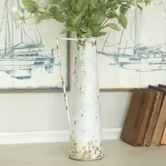 Aged Metal Slender Pitcher Vase