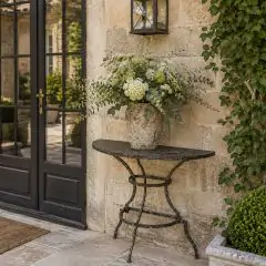 Antique Black Iron Demi Lune Table
