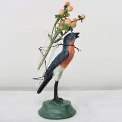 Blue Bird Figure with Glass Vase