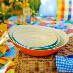 Colorful Bamboo Oval Bowl Set of 3
