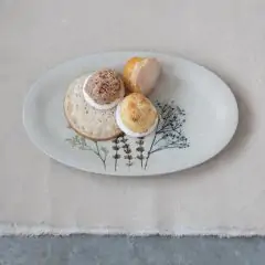 Debossed Floral Stoneware Platter