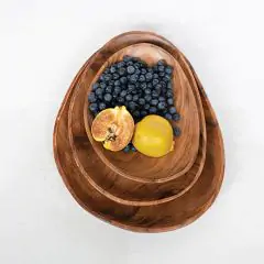 Decorative Display Wood Accent Bowl Set of 3