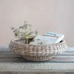 Decorative Water Hyacinth and Rattan Bowl