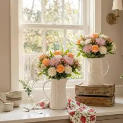 Decorative Whitewash Woven Pitcher