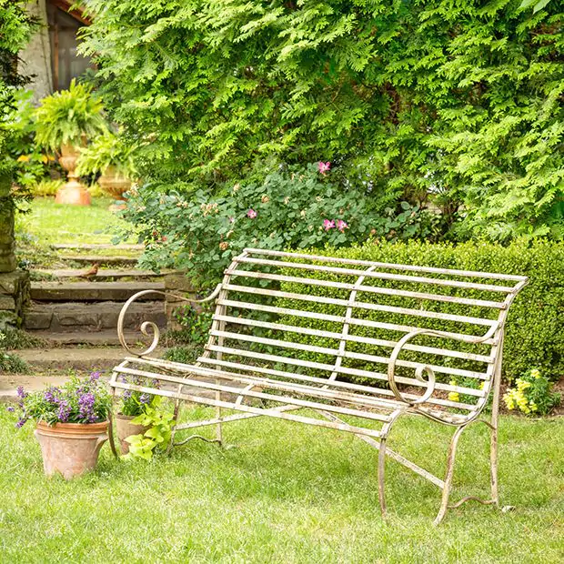 Antique White Rustic Garden Bench | SHIPS FREE