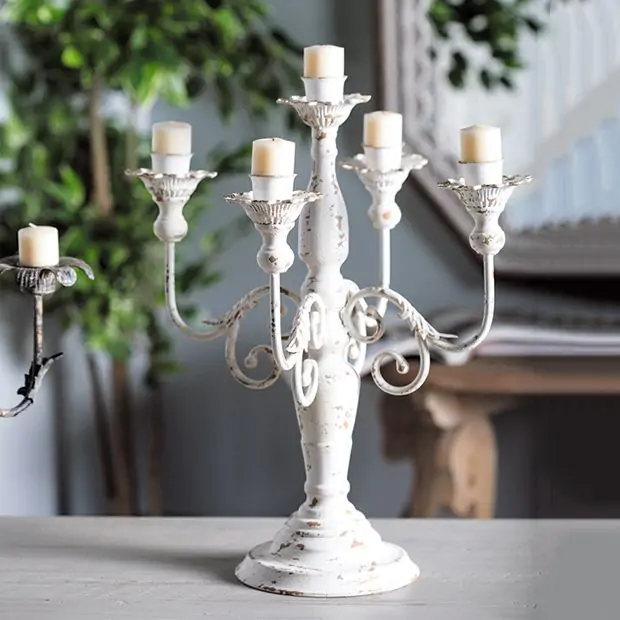 3 Glass Candle Holders Candelabra Dining Table Wedding Shabby Vintage Chic Home 