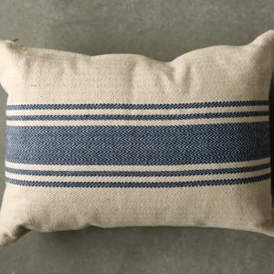 Cotton Canvas Pillow with Blue Stripes | Antique Farmhouse