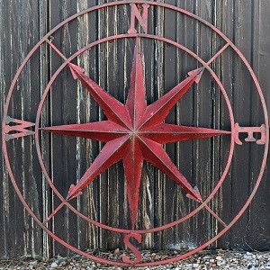 Huge Metal Compass Rose Wall Plaque | Antique Farmhouse