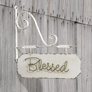 Metal Blessed Sign with Bracket | Antique Farmhouse
