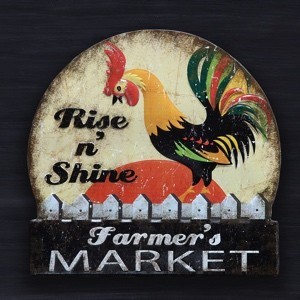 Rooster Rise-N-Shine Retro Tin Sign | Antique Farmhouse