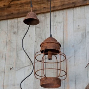 Rustic Hanging Metal Cage Light | Antique Farmhouse
