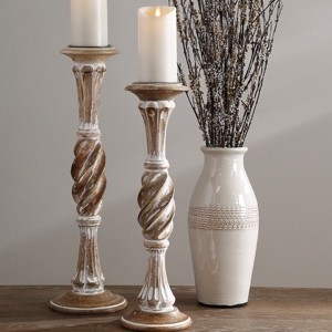 Wood Pillar Candleholders | Antique Farmhouse