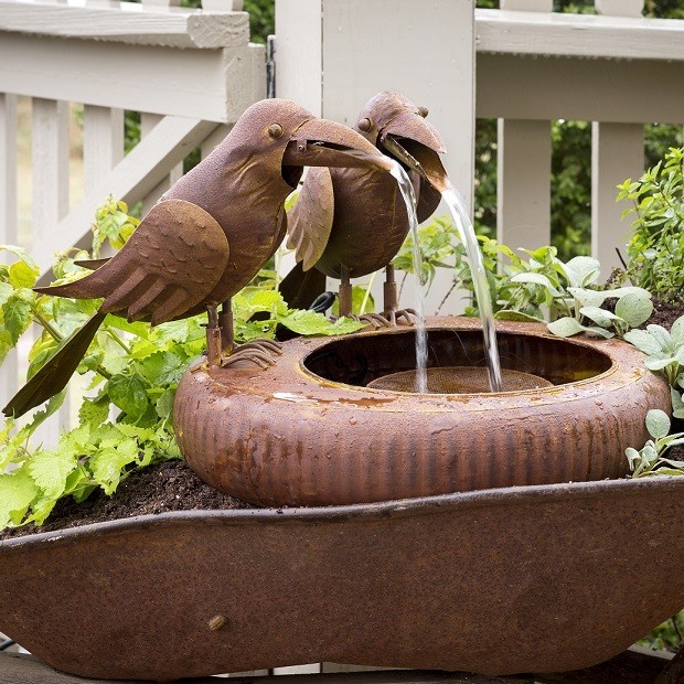 Add the final touches to your rustic garden with a crow water fountain from Antique Farmhouse!