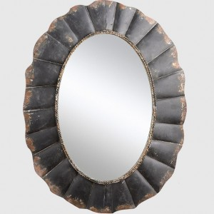 Rustic Shabby Chic oval pleated bathroom mirror