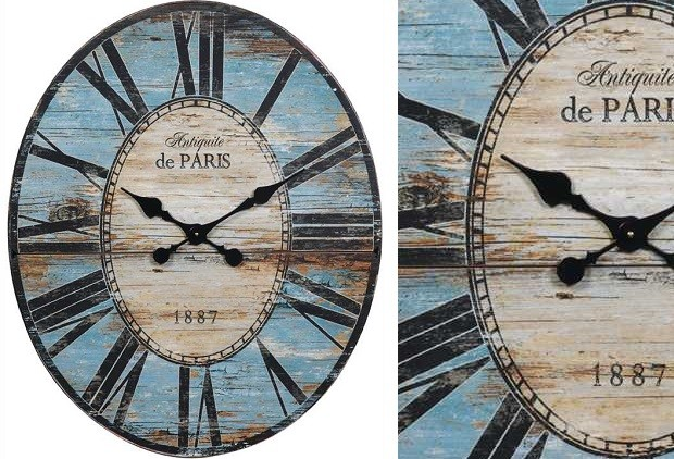 Rustic Oval Roman Numeral Shabby Chic Clock