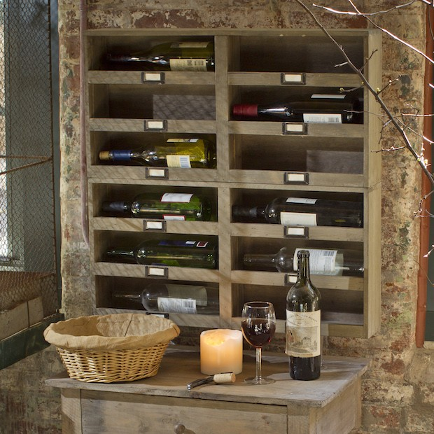 Wooden wine rack cubbies 