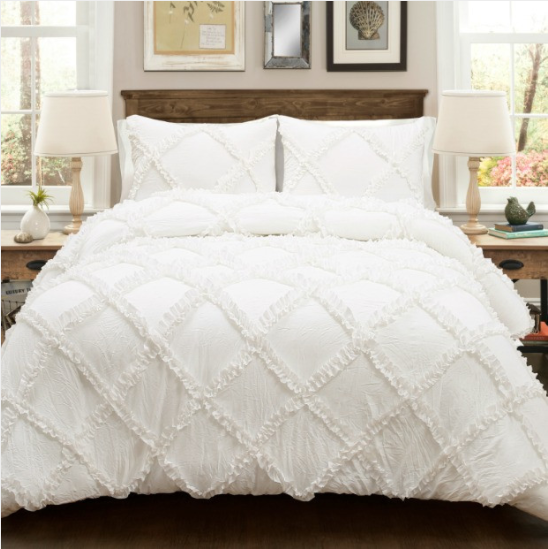 White Shabby Chic Bedroom Comforter Set