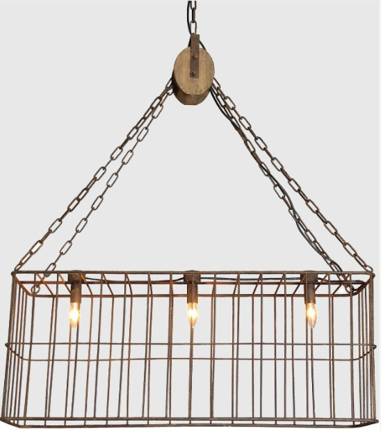 Rustic Metal Basket Hanging Chandelier 