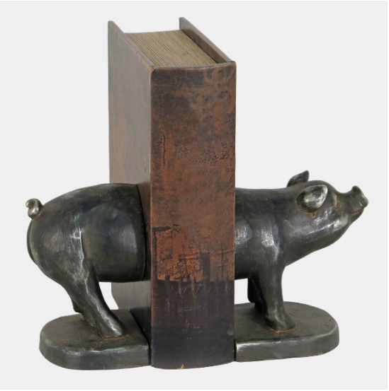 Rustic piglet bookend