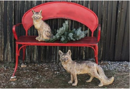 Cement Statue Fox Set of 2 