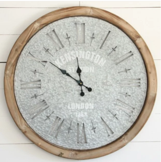 Oversized Rustic Rail Depot Wall Clock 