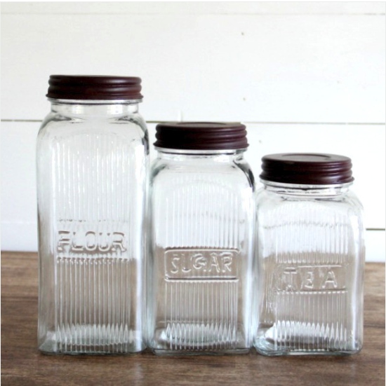 Dryer Glass Canisters, Set of 3