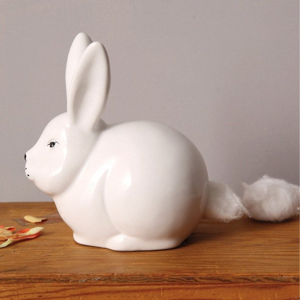 Ceramic Bunny Cotton Ball Dispenser