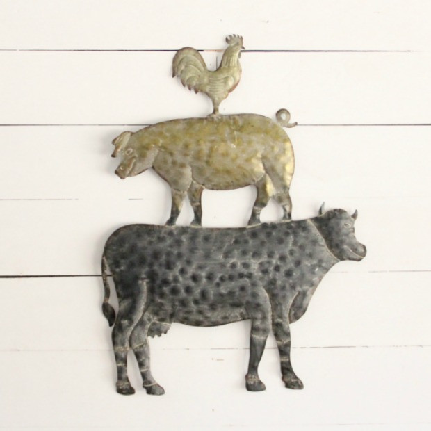 Rustic metal farmhouse animal wall art