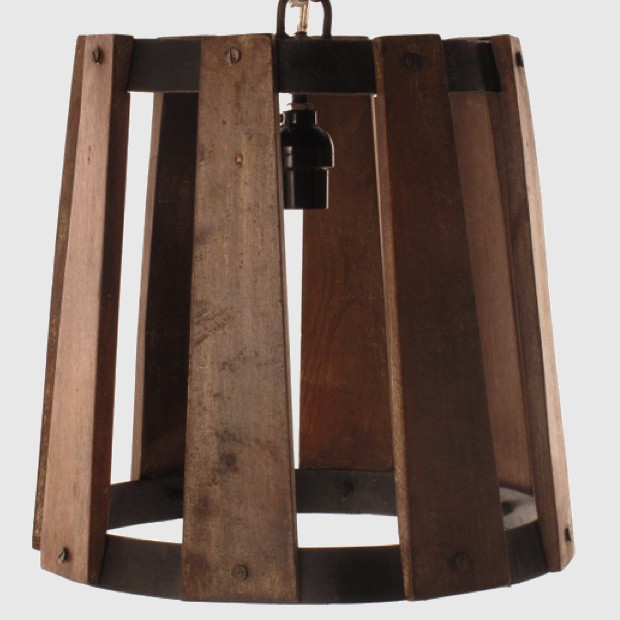 wood bucket pendant light
