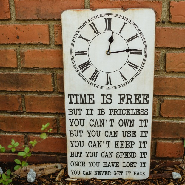 vintage wall clock with message