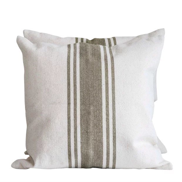 cotton canvas striped throw pillow